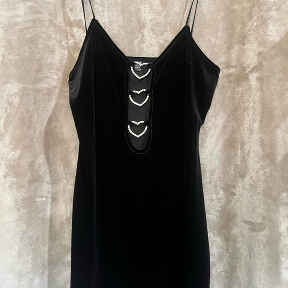 SHEIN RHINESTONE HEART CUT OUT VELVET CAMI DRESS - Picture 2 of 16
